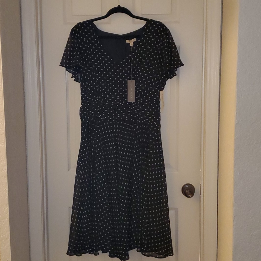 Eva Mendes Black Heart Print Dress Size 12